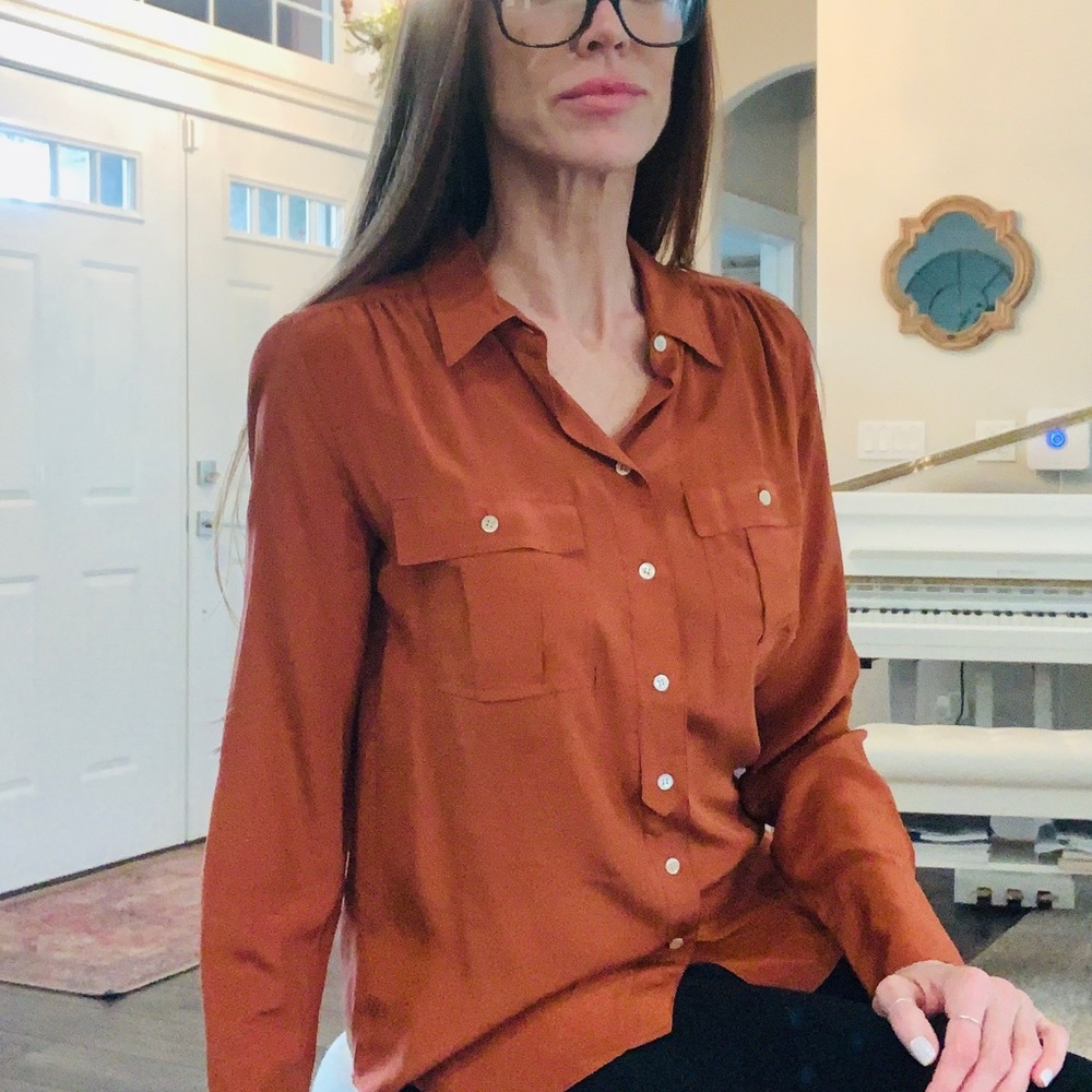 Silk Rusted Orange Blouse
